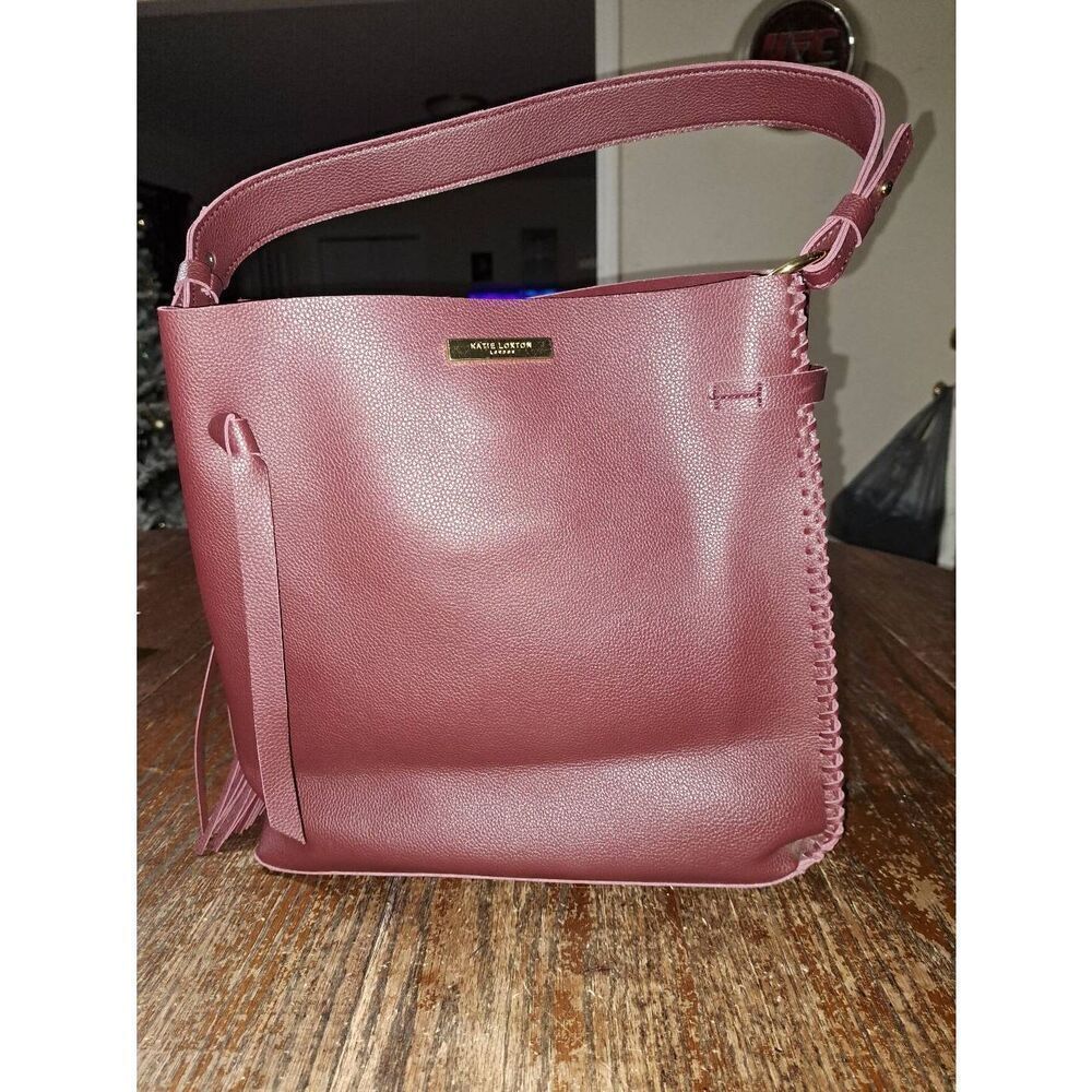 Katie Loxton London Burgandy Pebbled Shoulder Bag Tote Purse Handbag Pocketbook